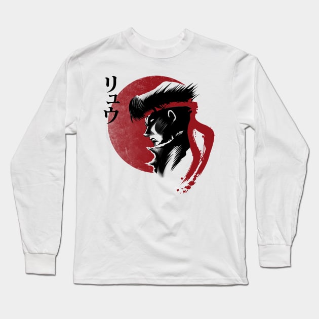 Red Sun Fighter Long Sleeve T-Shirt by ddjvigo